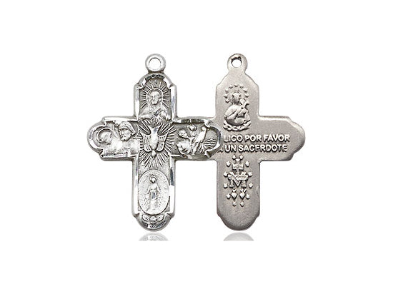 Sterling Silver 5-Way Pendant on an 18-Inch Sterling Silver Light Curb Chain