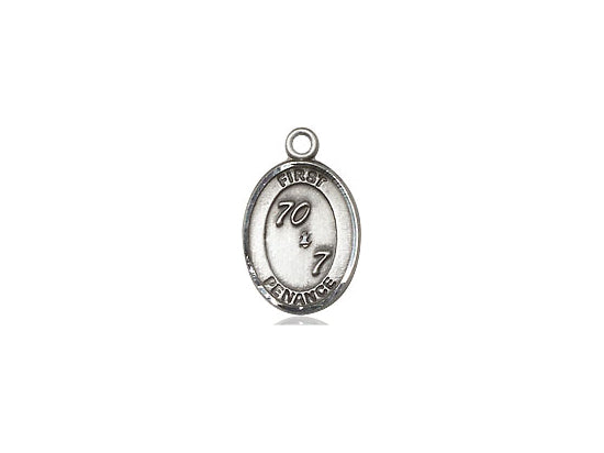 Sterling Silver First Penance Pendant on a 18 inch Sterling Silver Light Curb Chain