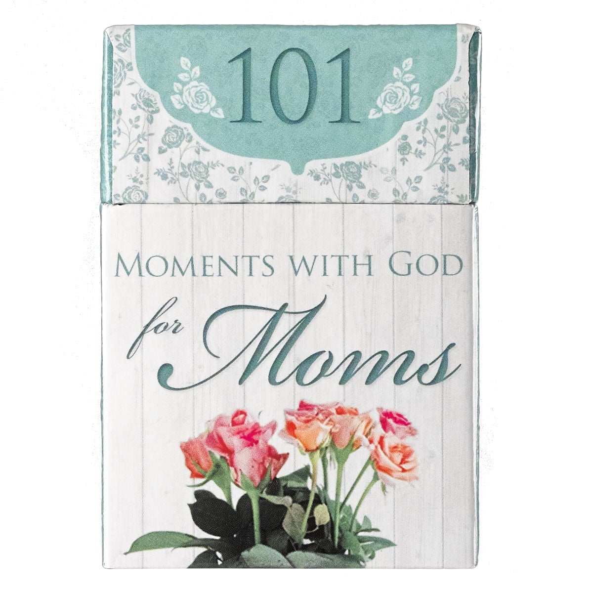 101 Moments with God for Moms Box of Blessings with floral design and inspirational faith messages in a decorative box