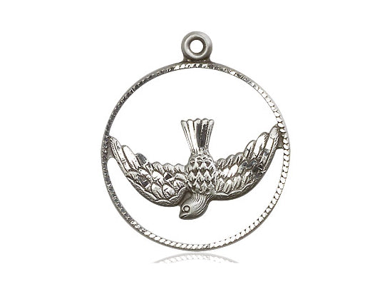 Collar Del Espíritu Santo De Plata De Ley Con Cadena De Plata De Ley