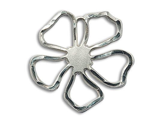 Sterling Silver Five Petal Flower Colgante en una cadena de plata esterlina