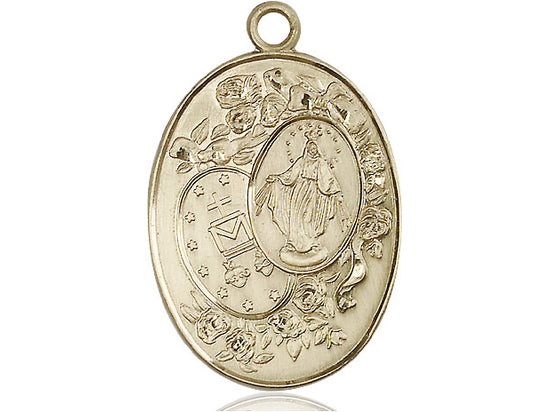 Colgante milagroso lleno de oro de 14kt en una cadena llena de oro