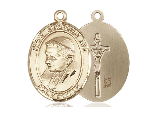 Colgante de 14kt relleno de oro Benedicto XVI en una cadena llena de oro