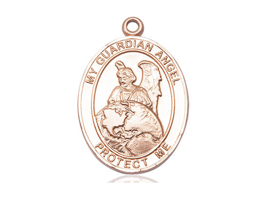 Colgante de protector de ángel guardián lleno de oro de 14kt en una cadena llena de oro