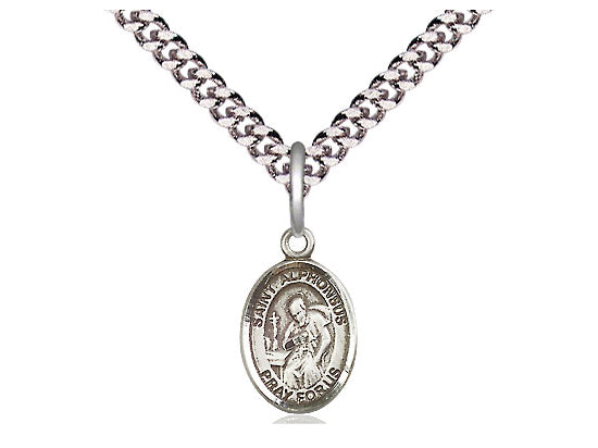Sterling Silver St. Alphonsus Pendant on a 24 inch Light Rhodium Heavy Curb Chain