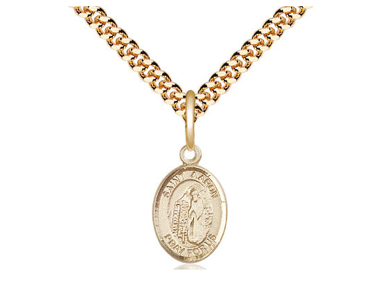 14kt Gold Filled St. Aaron Pendant on a 24 inch Gold Plate Heavy Curb Chain