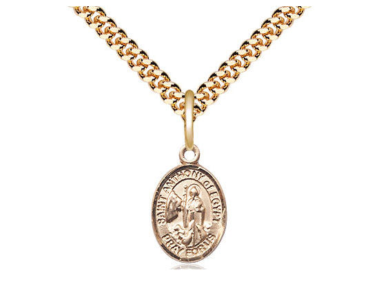Colgante ST Anthony de Egipto relleno de oro de 14kt en una cadena de acera pesada en una placa de oro de 24 pulgadas.