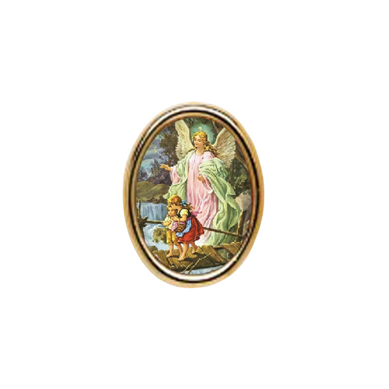 Angel on the Bridge Photo Lapel Oval Pin 3/4"