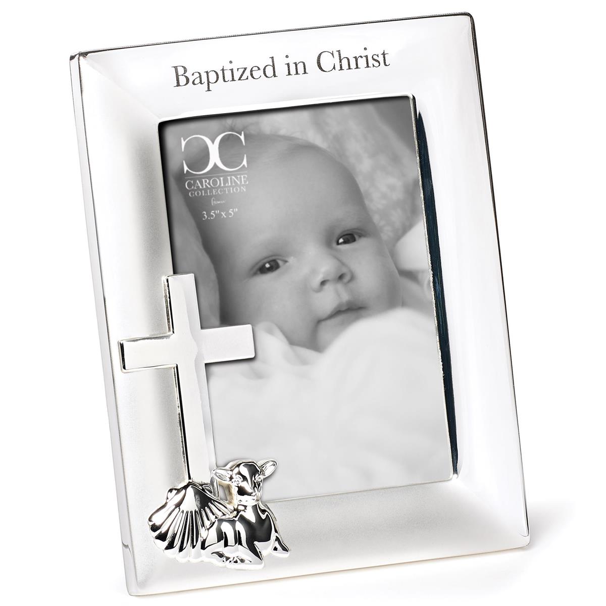 Baptism Frame with Cross, Lamb and Shell Decor