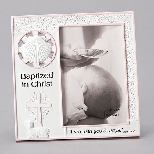 Baptized in Christ Girl's Picture Frame 7" for 4 x 6" - Unique Catholic Gifts
