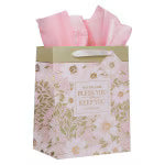 Bless and Keep You Blush Bloom Large Portrait Gift Bag - Numbers 6:24