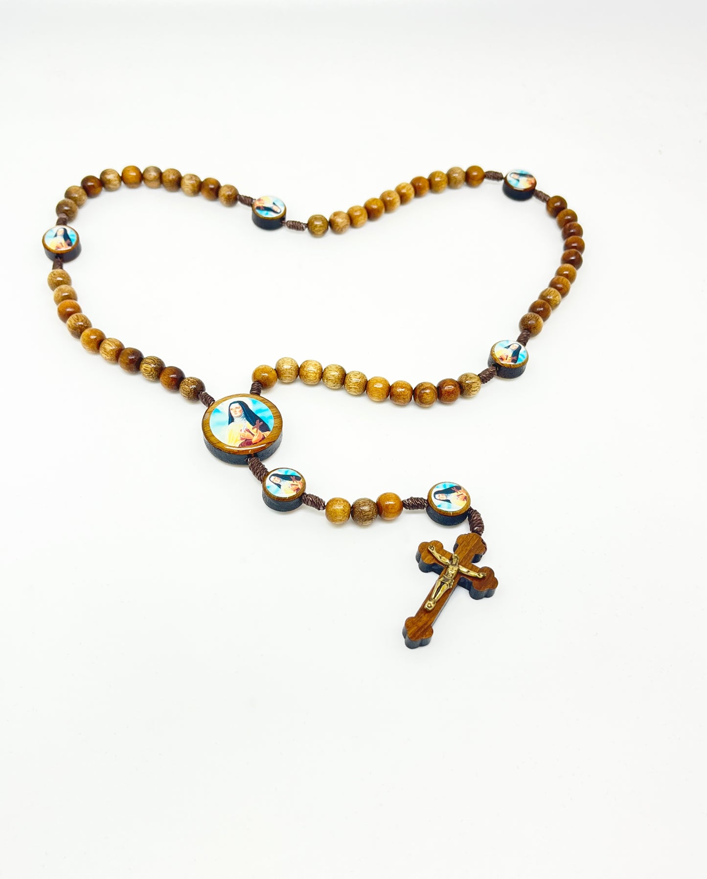 Therese of Lisieux Brazilian Wood Rosary - Unique Catholic Gifts