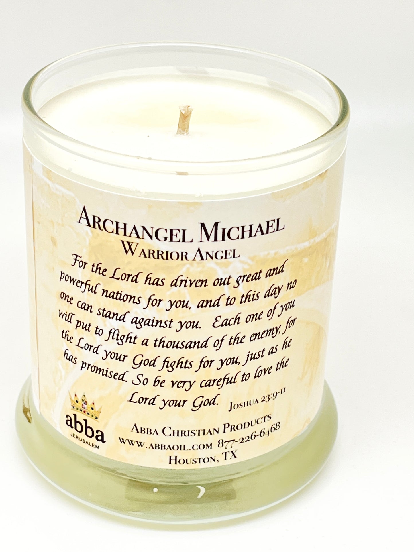 St. Michael the Archangel Warrior Candle. 3 1/2" Angelica Scent - Unique Catholic Gifts