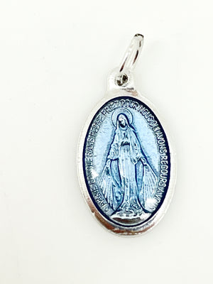 Soft Blue Enamel Miraculous Medal from Lourdes 3/4