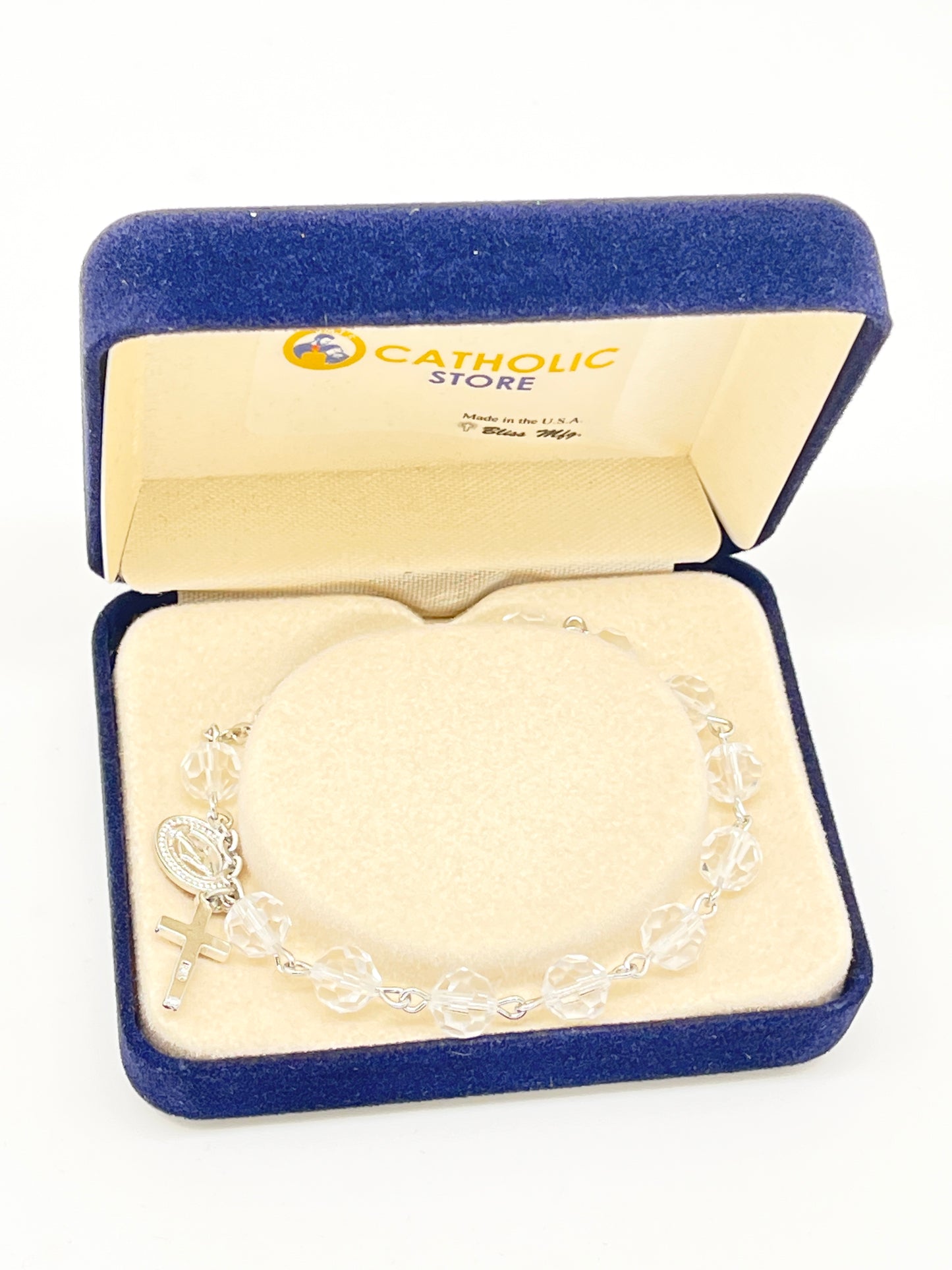 Austrian Clear Crystal Rosary Bracelet 7MM - Unique Catholic Gifts