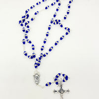 Dark Blue Rosary with Glass Rondelle Beads - Unique Catholic Gifts