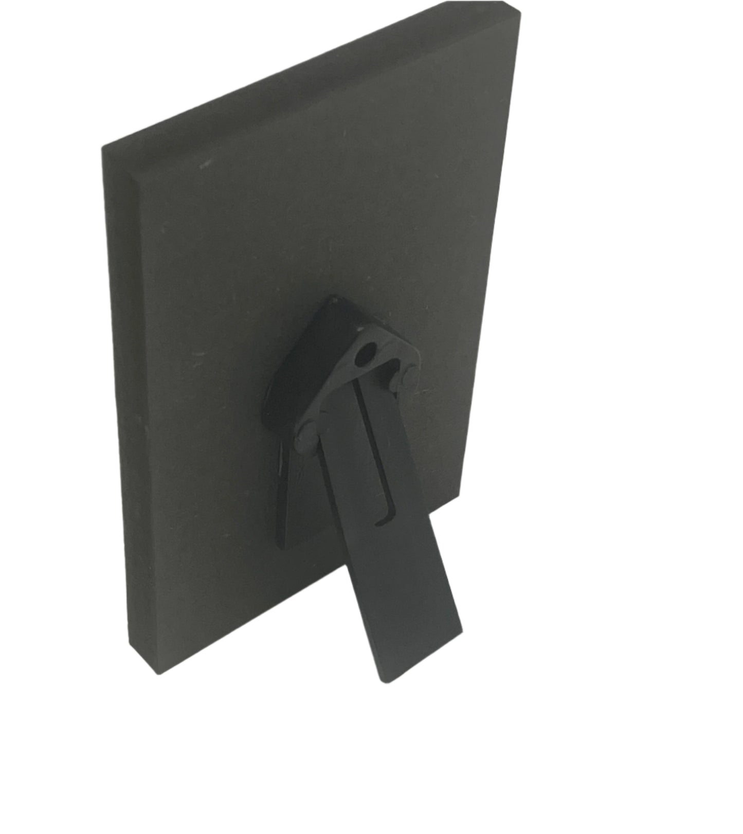 3 3/4" Our Lady of Grace standing plaque showing black easel-style support on back for tabletop display