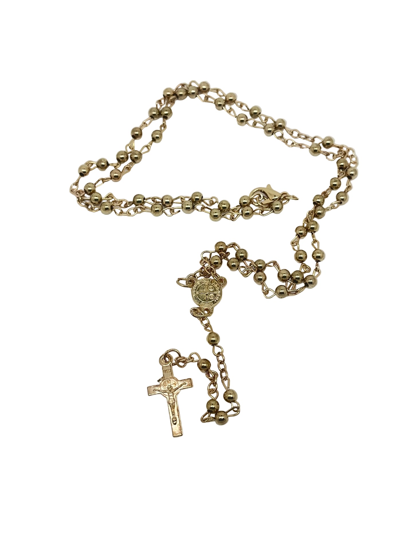Gold Benedict Rosary in a Glass Bottle