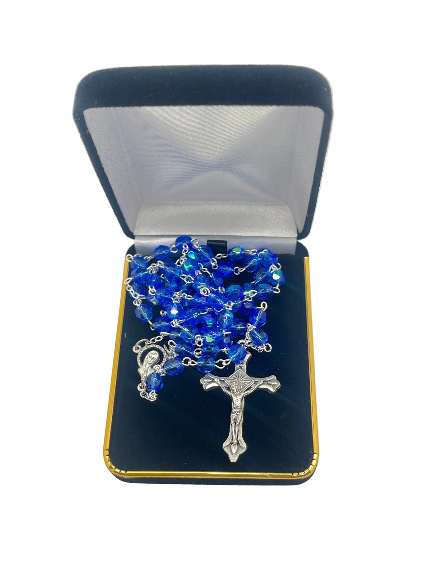 Dark Blue Crystal Rosary 6mm