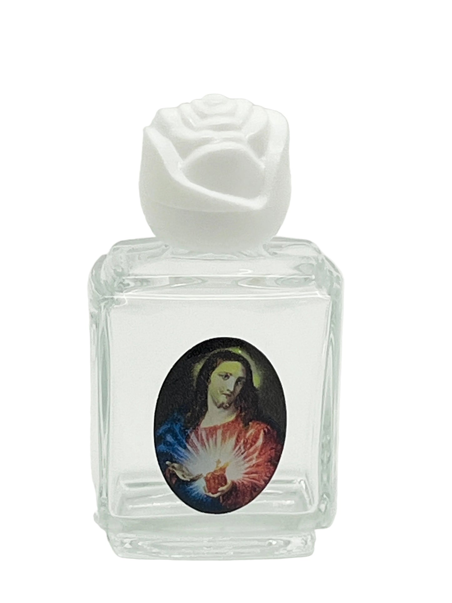 The Sacred Heart of Jesus Glass Small Holy Water Bottle