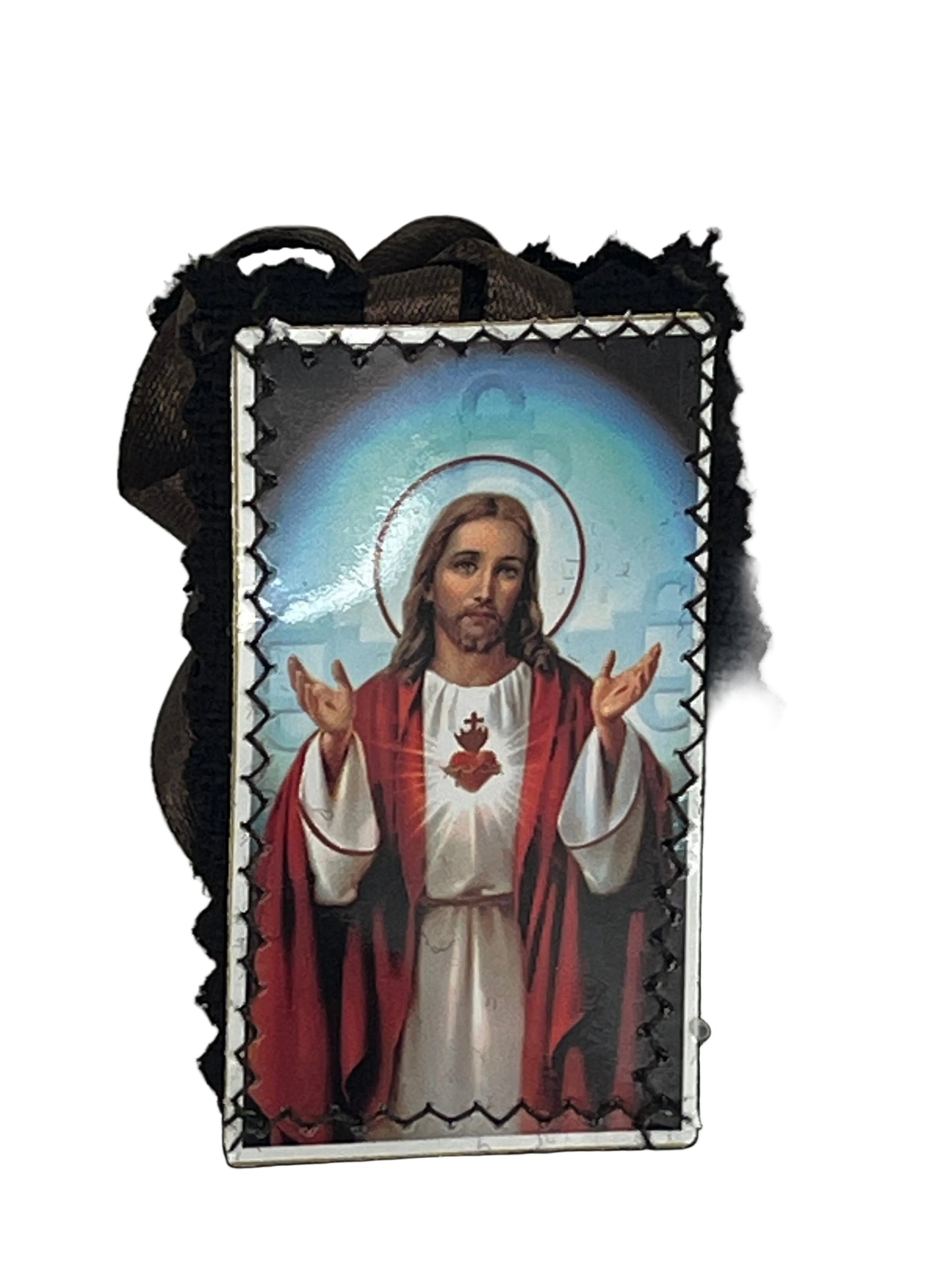 St. Michael and The Sacred Heart Brown Scapular 3"