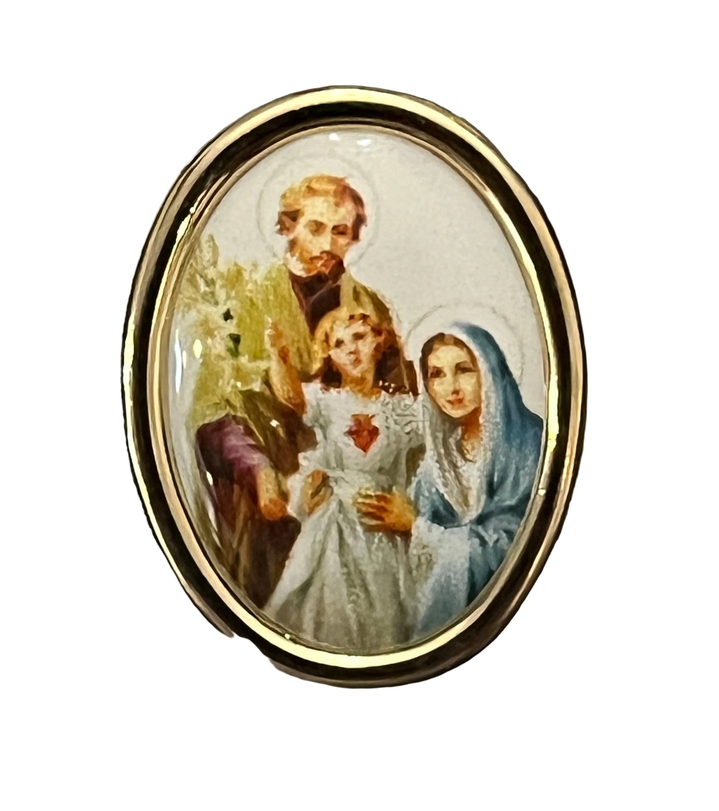 Holy Family Photo Lapel Oval Pin 3/4"