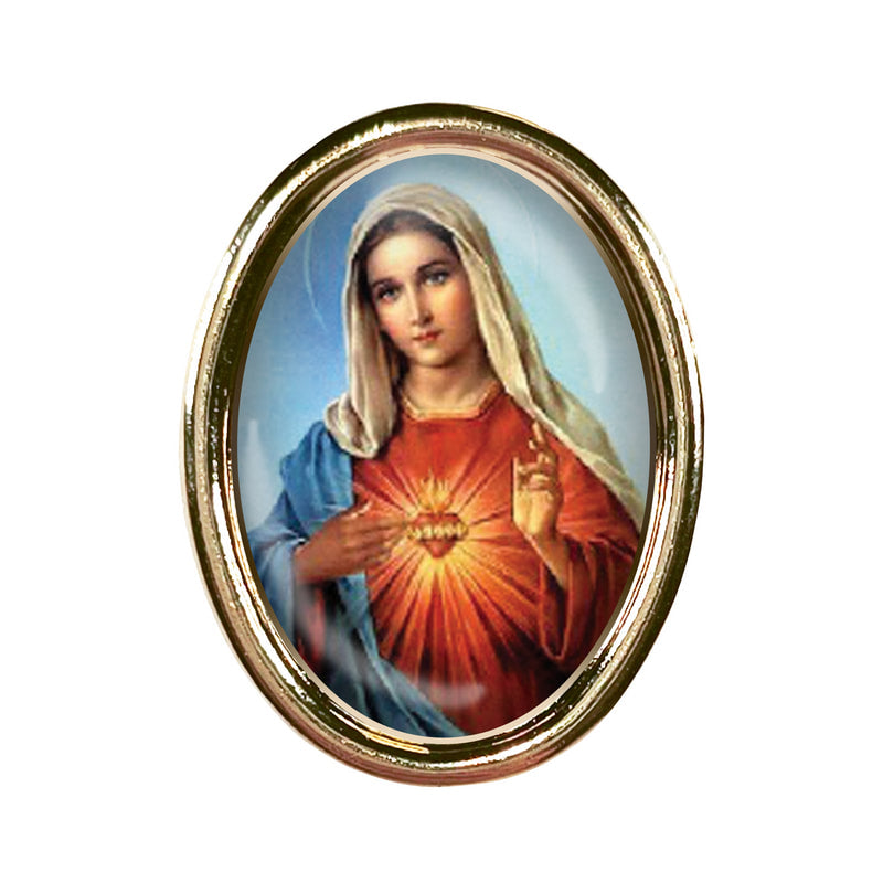 Immaculate Heart Photo Lapel Oval Pin 3/4"