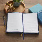 Amazing Grace Navy Blue Floral Faux Leather Classic Journal Zipper Closure