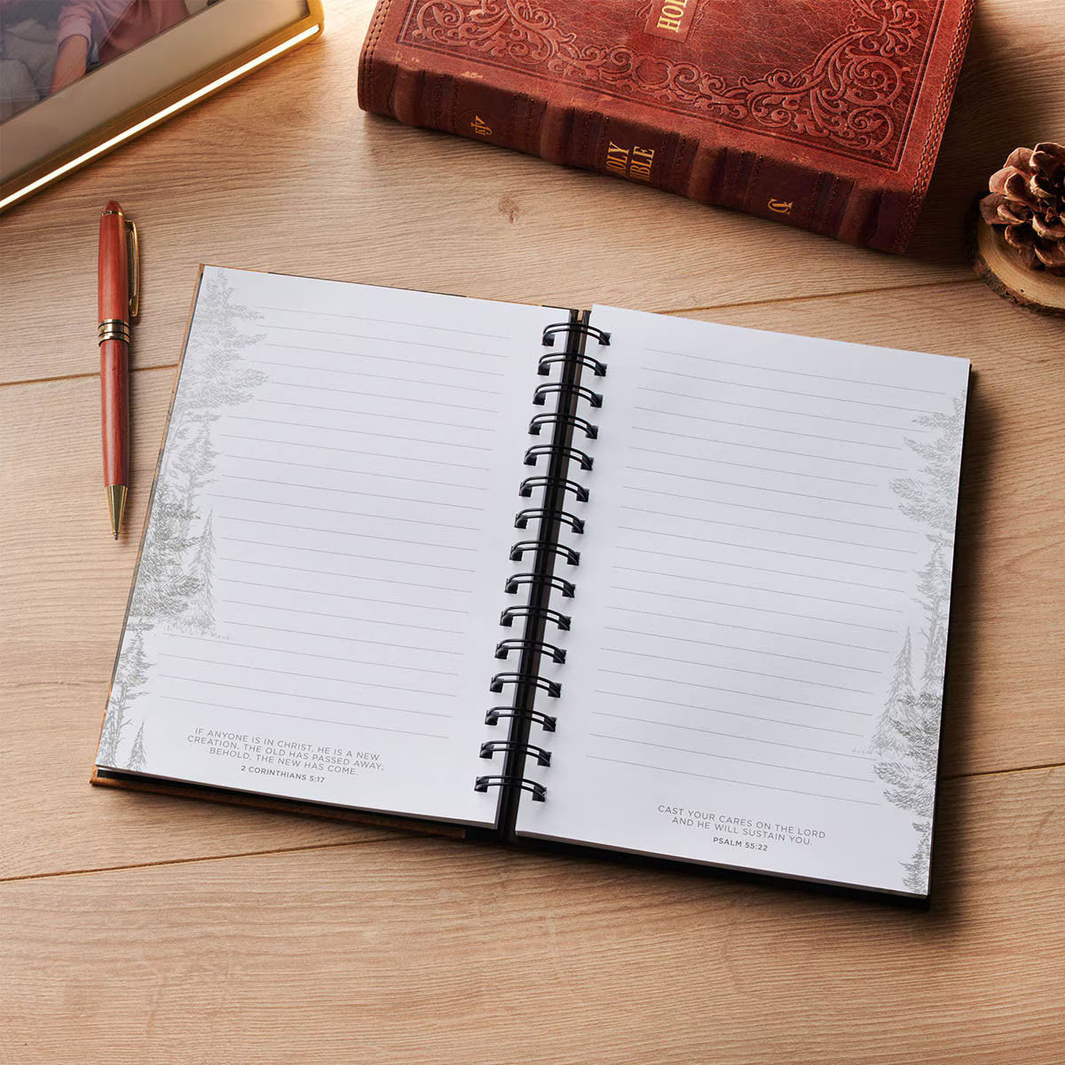 Man of God Brown Trailhead Large Spiral Journal - 1 Timothy 6:11