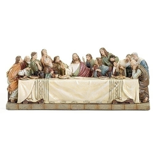 Green and White Last Supper Religious Tabletop Statue - Unique Catholic Gifts
