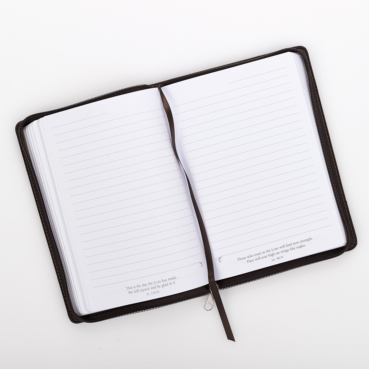 Be Strong and Courageous Faux Leather Journal with Zipper - Unique Catholic Gifts