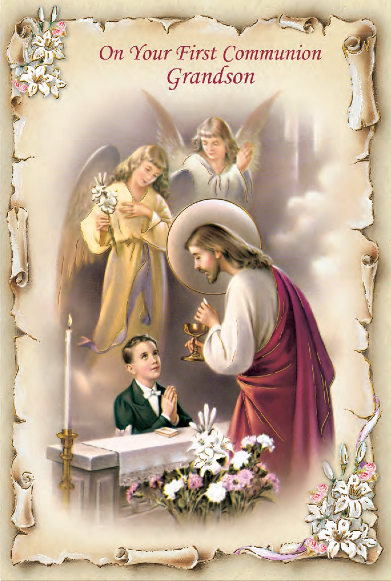 On Your First Communion Grandson Greeting Card – JMJs Catholic Store, Inc