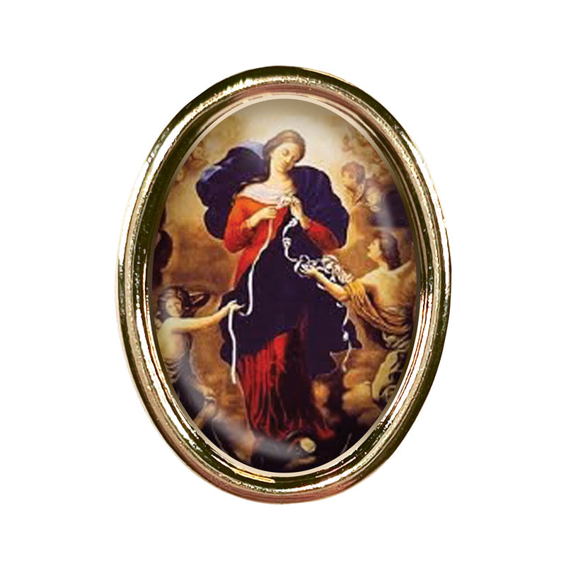 Our Lady Undoer of Knots Photo Lapel Oval Pin 3/4"