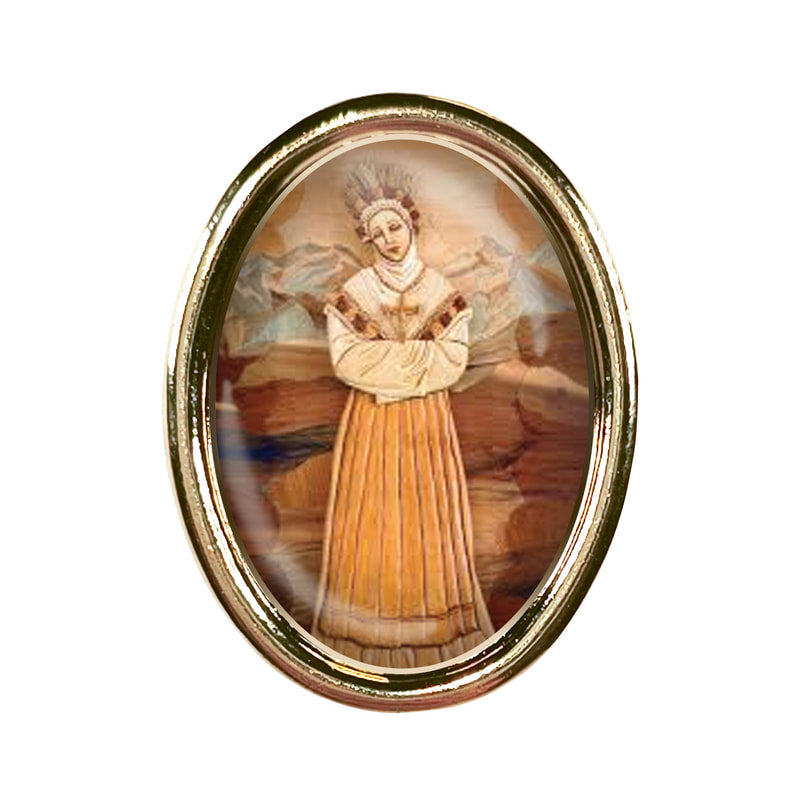 Our Lady of LaSalette Photo Lapel Oval Pin 3/4"