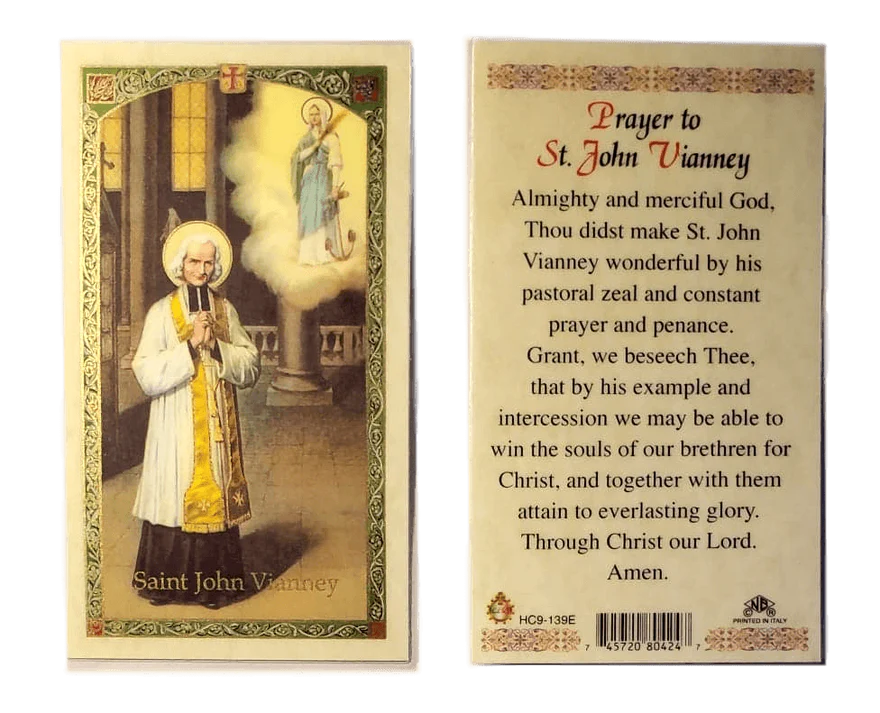 Saint John Vianney Laminated Holy Card (Plastic Covered) - Unique Catholic Gifts