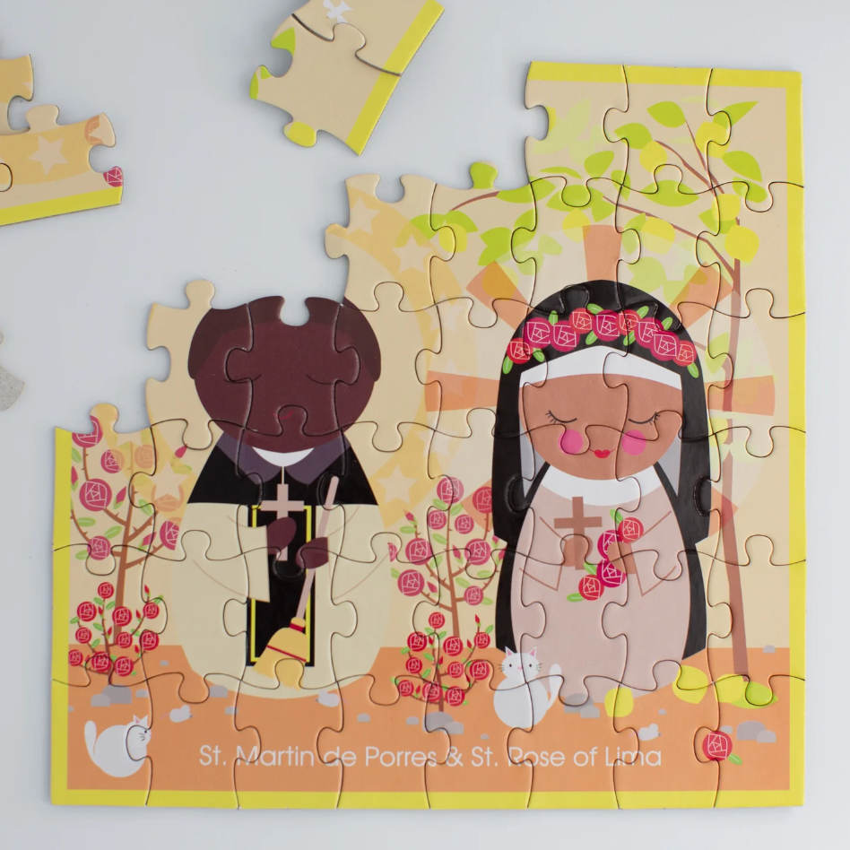 Saint Martin de Porres and Saint Rose of Lima Mini Puzzle - Unique Catholic Gifts
