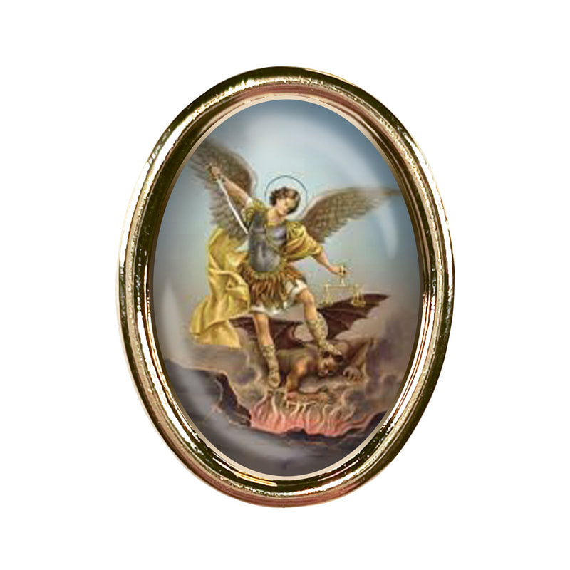 St. Michael Photo Lapel Oval Pin 3/4"