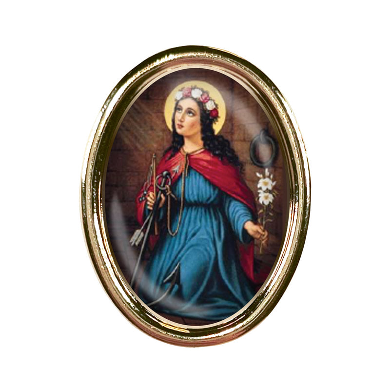 St. Philomena Photo Lapel Oval Pin 3/4"