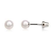 Sterling Silver Child's White Freshwater Pearl Earrings - Unique Catholic Gifts