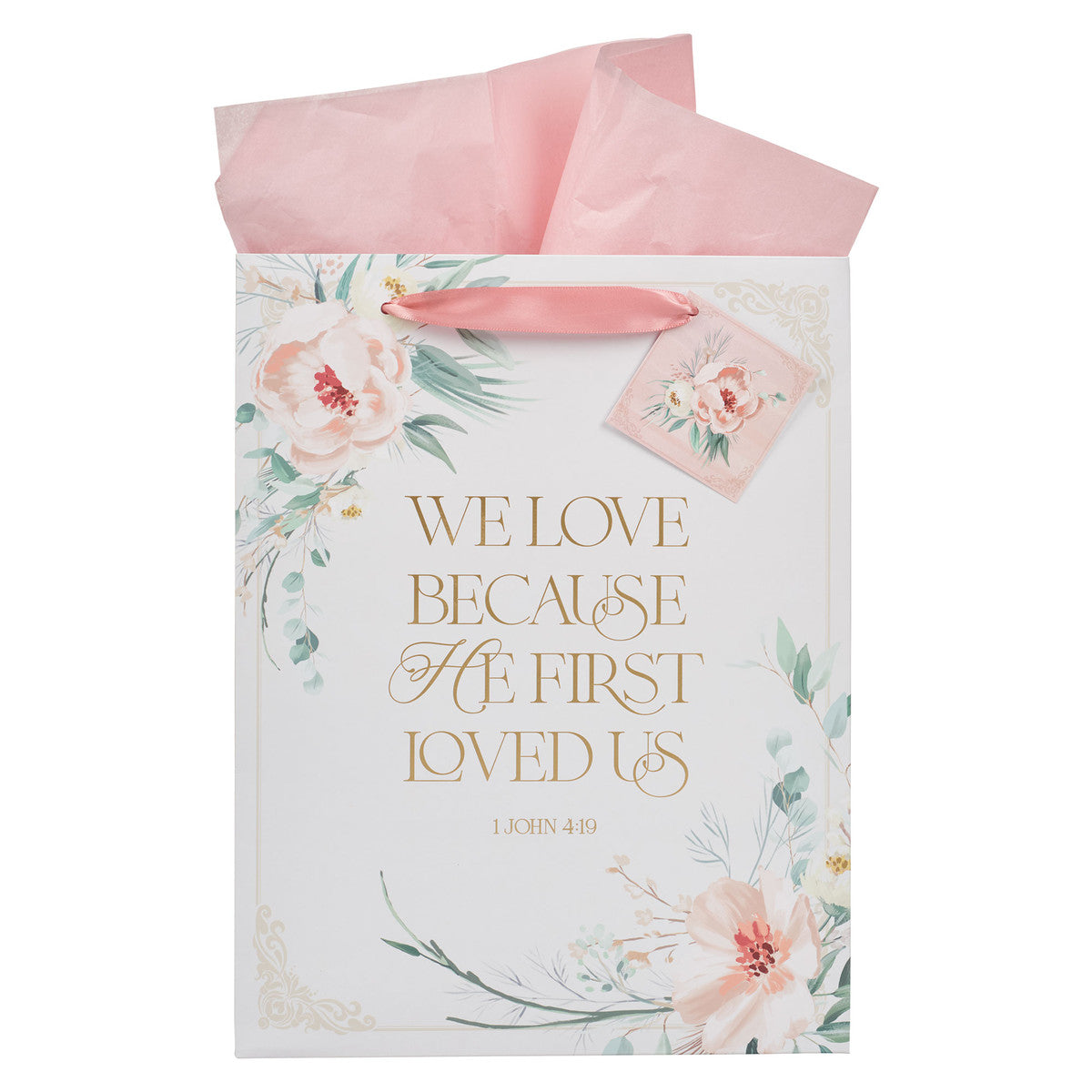 We love because He first loved Us Gift Bag with Tissue - Unique Catholic Gifts