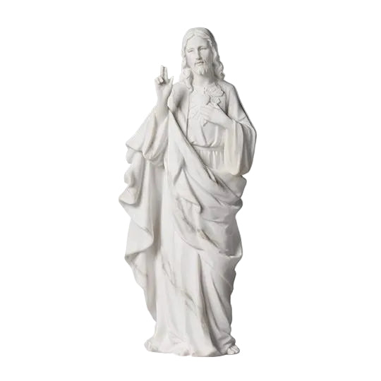 White Sacred Heart of Jesus Statue 8 1/4"