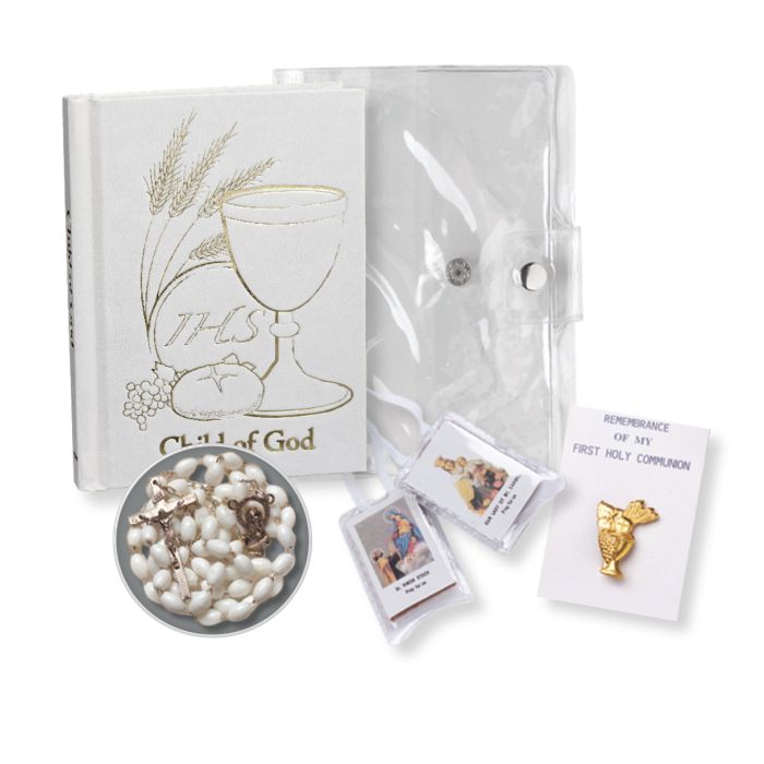 5pc Child of God Communion White Set in a Clear Pouch Everything in English