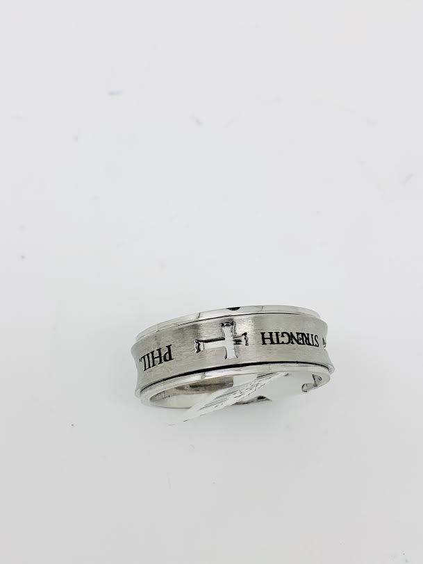 4 Cross Spinner Silver PHIL:4:13 - Unique Catholic Gifts