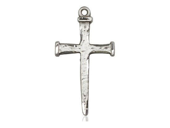 Sterling Silver Nail Cross Pendant on a 18 inch Sterling Silver Light Curb Chain - Unique Catholic Gifts