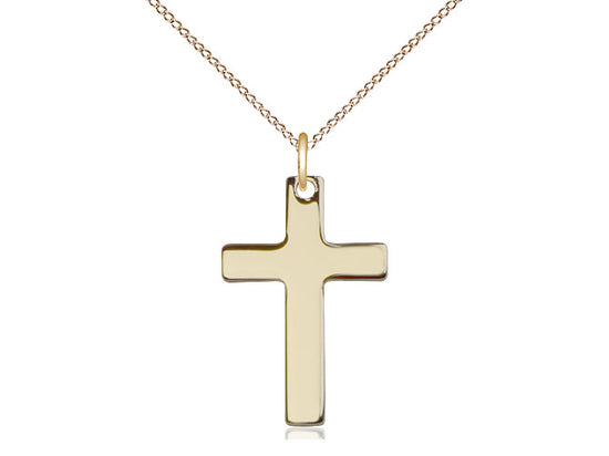 14kt Gold Filled Cross Pendant on a 18 inch Gold Filled Light Curb Chain - Unique Catholic Gifts