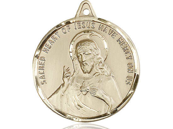 14kt Gold Filled Scapular Pendant on a 24 inch Gold Plate Heavy Curb Chain - Unique Catholic Gifts