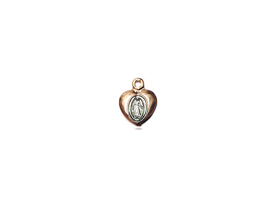14kt Gold Filled Miraculous Heart Pendant on a 18 inch Gold Filled Light Curb Chain - Unique Catholic Gifts