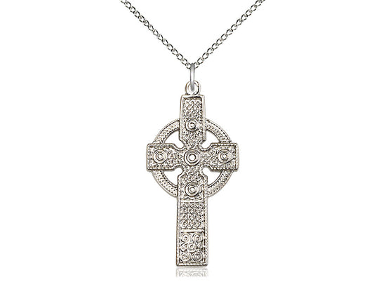 Sterling Silver Kilklispeen Cross Pendant on a 18 inch Sterling Silver Light Curb Chain - Unique Catholic Gifts