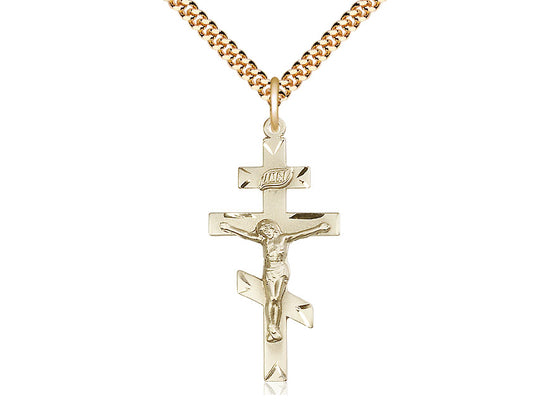 14kt Gold Filled St Andrew Pendant on a 24 inch Gold Plate Heavy Curb Chain - Unique Catholic Gifts