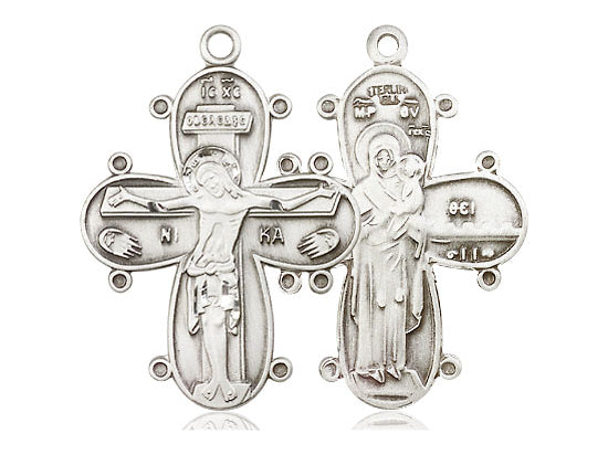 Sterling Silver Christine Cross Pendant on a 18 inch Sterling Silver Light Curb Chain - Unique Catholic Gifts